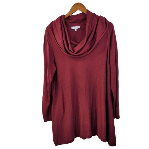 New Plus size 1X 16/18 Pullover Cowl Neck Lightweight Sweater Knit Top red - Picture 2 of 7